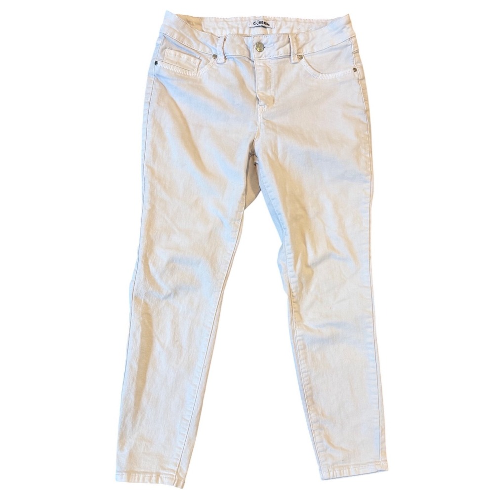 d.jeans Womens White Skinny Denim Pants Size 10 Mid Rise Stretch Cotton Blend